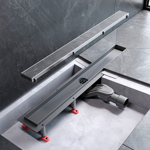 Душевой трап (лоток) 70 AM.PM MasterFlow W01SC-U11-070-04SB комбинированный затвор со стальной матовой решеткой под плитку-14