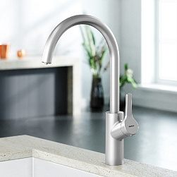 Смеситель для кухни Damixa Eclipse 310721400 высокий с каналом питьевой воды, никель