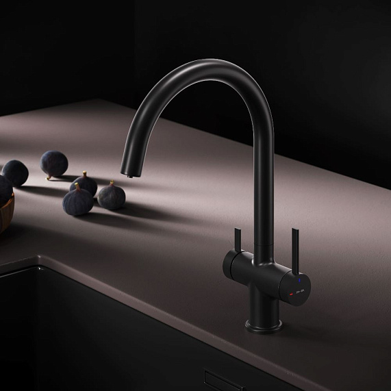 Смеситель для кухни AM.PM Func F8F07722 высокий с C-изливом с каналом для питьевой воды, черный