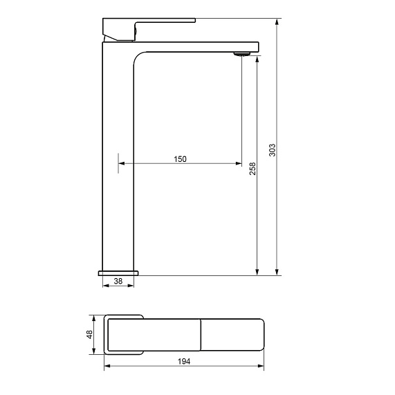 Смеситель для раковины (умывальника) Damixa Gala 530250300 высокий, черный-2