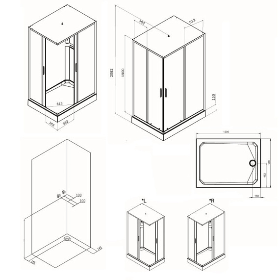 Душевая кабина 120x90 AM.PM Gem W90C-404-12090MT профиль серебристый, низкий поддон-5