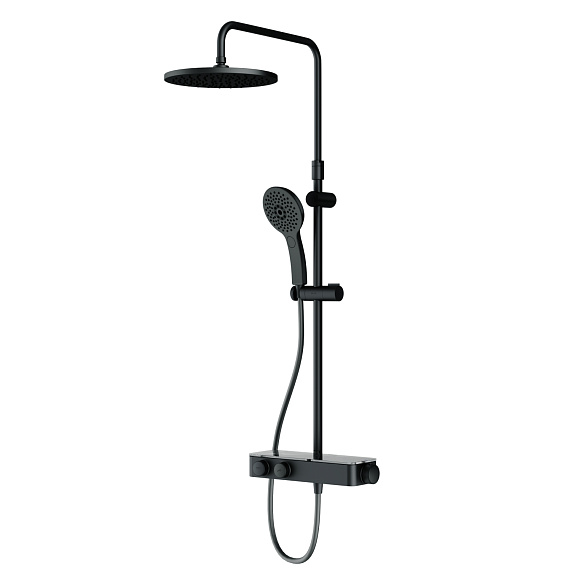 Душевая система AM.PM Inspire 2.0 F0750A422 стойка с тропическим душем, термостатом, смесителем, черная матовая-10