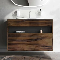 Тумба с раковиной и смесителем 100 AM.PM Func M8FFUX1001OF подвесная/напольная на ножках под дерево