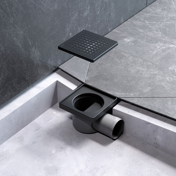 Душевой трап 10x10 AM.PM PrimeFlow W02BD-P11-010-01BM гидрозатвор с черной матовой решеткой-7