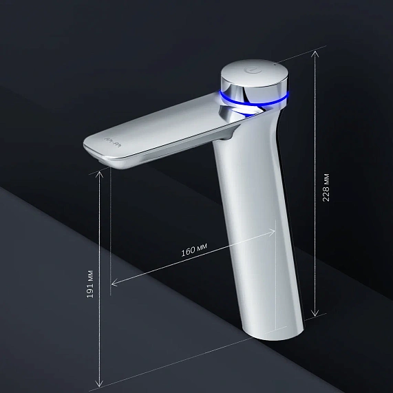 Смеситель для раковины (умывальника) AM.PM Inspire 2.0 F50A93400 высокий с термостатом, донным клапаном, электронный, хром-7