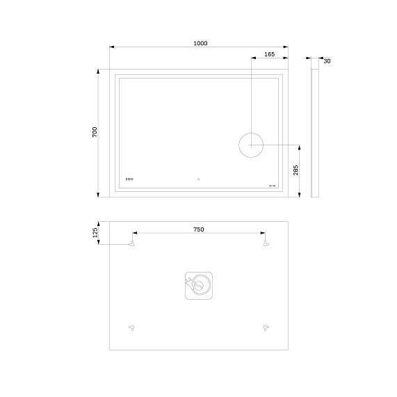 Зеркало с подсветкой в ванную прямоугольное 100 AM.PM Gem M91AMOX1003WG сенсорное с часами и косметическим зеркалом-10