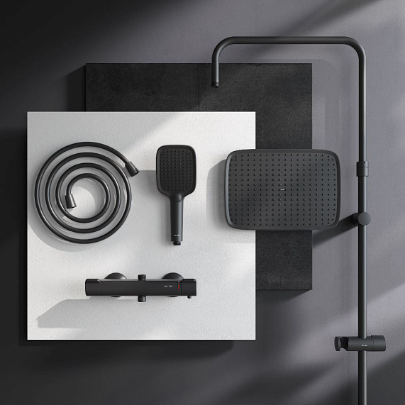 Душевая система AM.PM Func F078F422 стойка с тропическим душем, термостатом, смесителем, черная-4