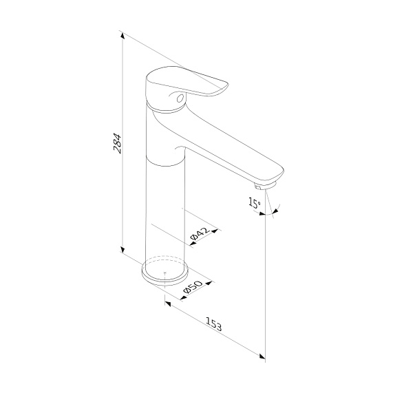 Смеситель для раковины (умывальника) Damixa Jupiter 770250301 высокий, черный-6