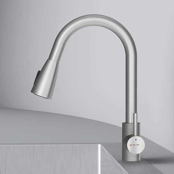 Смеситель для кухни AM.PM X-Joy S F85B07511 высокий, с выдвижным изливом, сатин-5