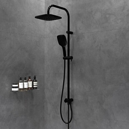 Душевая система Damixa Origin Bit 408771435 стойка с тропическим душем, смесителем, черная матовая