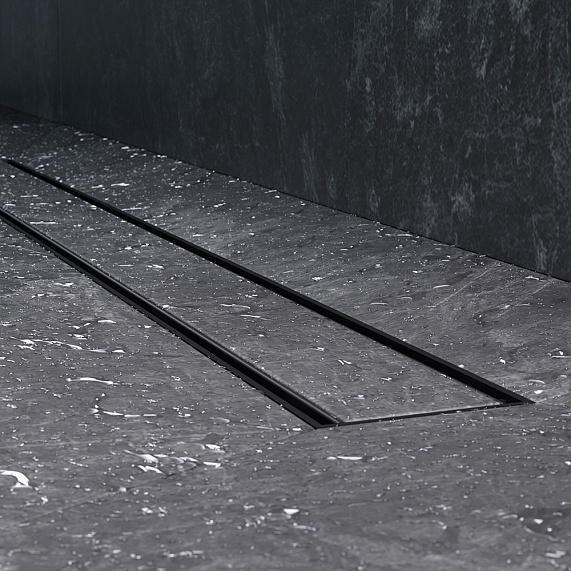 Душевой трап (лоток) 80 AM.PM PrimeFlow W02SC-U11-080-04BM комбинированный затвор с черной матовой решеткой под плитку-12