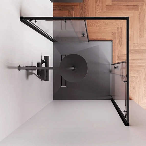 Душевое ограждение без поддона 90x90 AM.PM X-Joy W94G-403-9090-BT профиль черный матовый-2