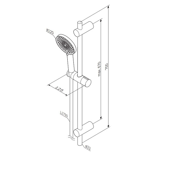 Душевой гарнитур AM.PM X-Joy F0185A022 штанга, шланг, лейка 3 режима, черный-9
