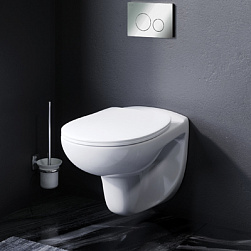 Унитаз подвесной безободковый с инсталляцией AM.PM Sense IS49051.741700 сиденьем микролифт, хром пневм. клавишей