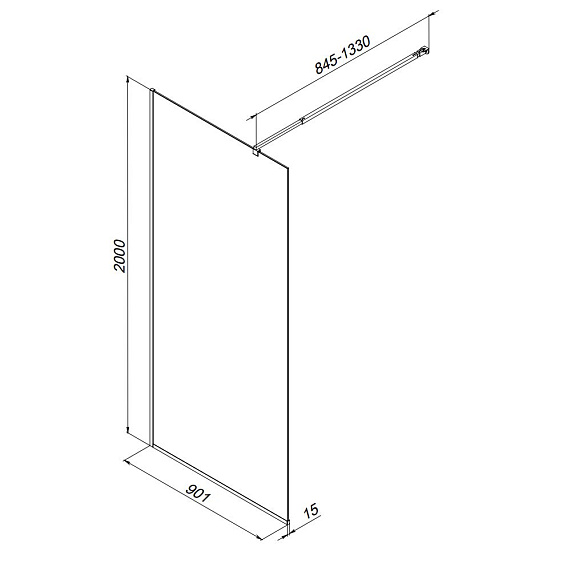 Душевая перегородка 90x200 AM.PM Func W84WI-90-F1-BTE прозрачное стекло, профиль черный матовый-4