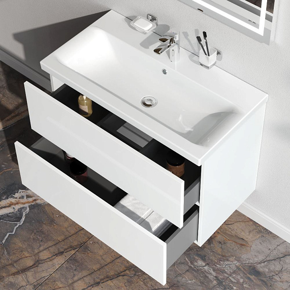 Тумба с раковиной 80 AM.PM Gem M90FHX0802WG подвесная белый глянец-1