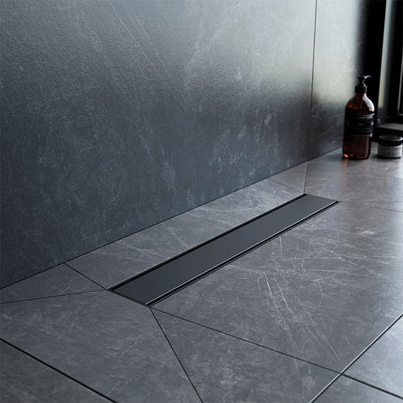 Душевой трап (лоток) 50 AM.PM PrimeFlow W02SC-U11-050-04BM комбинированный затвор с черной матовой решеткой под плитку-7