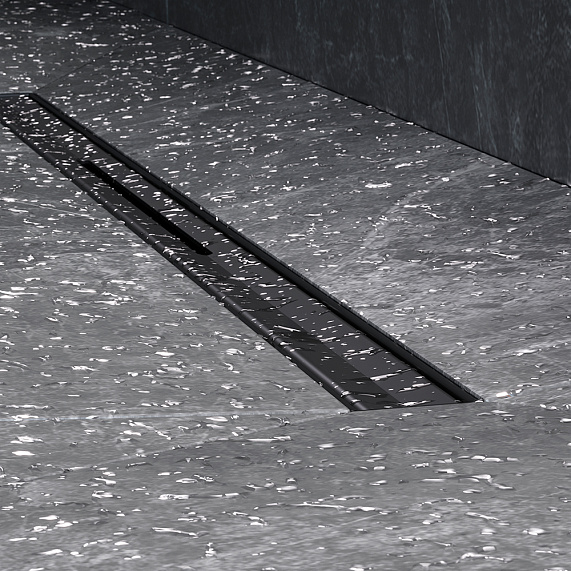 Душевой трап (лоток) 60 AM.PM MasterFlow Slim W01SC-S11-060-05BM комбинированный затвор с черной матовой решеткой-6