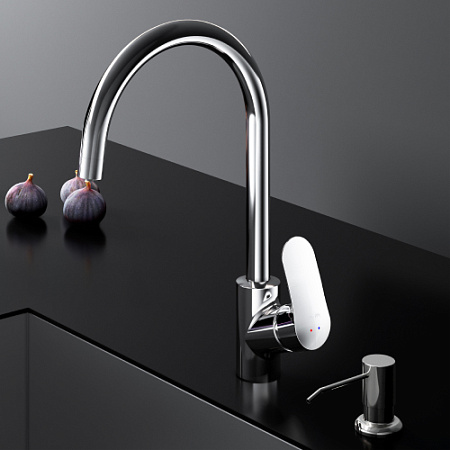 Смеситель для кухни AM.PM Like F8007T00 высокий с каналом питьевой воды, хром + дозатор моющего средства