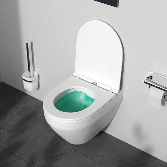 Унитаз подвесной безободковый с инсталляцией AM.PM Spirit 2.0 IS100138.701700 сиденьем микролифт, черной механ. клавишей-3