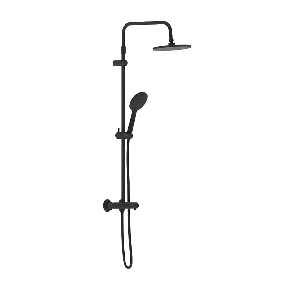 Душевая система Damixa Jupiter 977800300 стойка с тропическим душем, термостатом, смесителем, черная матовая-6