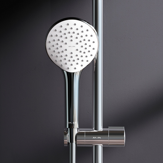 Душевая система AM.PM X-Joy F40885A94 стойка с тропическим душем, хром + смеситель для ванны с длинным изливом, хром-4