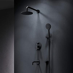 Встраиваемая душевая система AM.PM X-Joy FB85A3RH32 черный: тропический верхний душ, излив с душевой лейкой