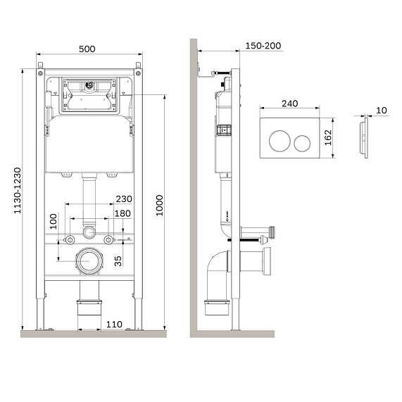 Инсталляция для подвесного унитаза AM.PM PrimeFit I012709.0151 с механ. клавишей L хром-10