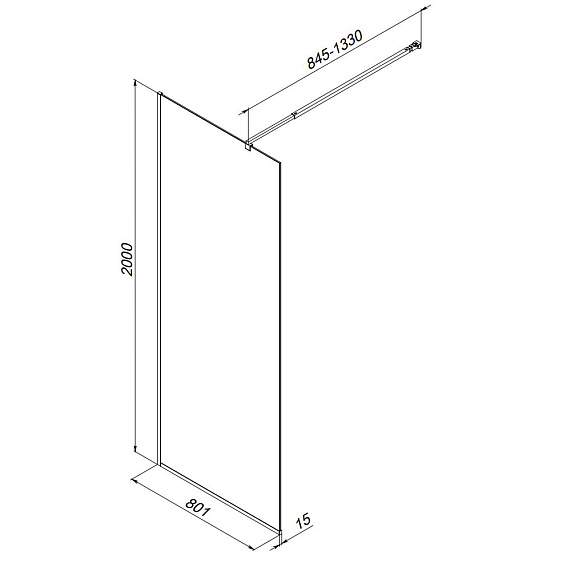 Душевая перегородка 80x200 AM.PM Func W84WI-80-F1-BTE прозрачное стекло, профиль черный матовый-5
