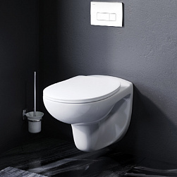 Унитаз подвесной безободковый с инсталляцией AM.PM Sense IS48001.741700 сиденьем микролифт, белой пневм. клавишей