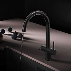 Смеситель для кухни AM.PM Func F8F07722 высокий с C-изливом с каналом для питьевой воды, черный