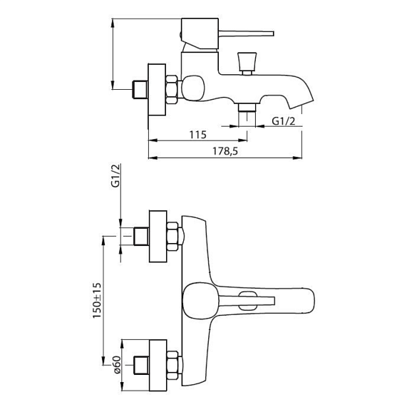 Смеситель для ванны и душа Damixa Sirius 861000000 хром-1