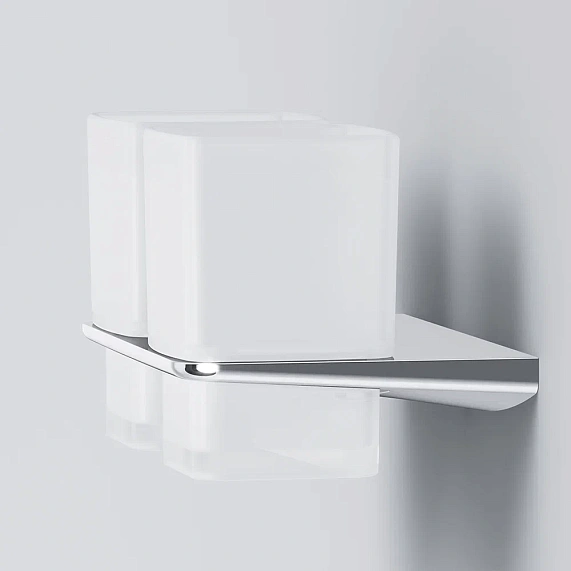 Стакан для зубных щеток настенный двойной AM.PM Inspire 2.0 A50A343400 стеклянный, хром-2