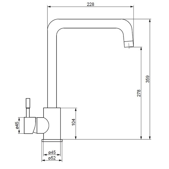 Cмеситель для кухни Damixa Merkur 710720000 высокий с каналом питьевой воды, хром-6