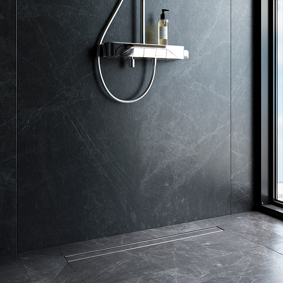 Душевой трап (лоток) 80 AM.PM MasterFlow W01SC-U11-080-04SB комбинированный затвор со стальной матовой решеткой под плитку-4