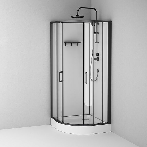 Душевая кабина 90x90 AM.PM Above W9XC-401-9090BT профиль черный матовый, низкий поддон-9