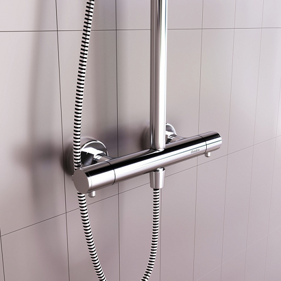 Душевая система Damixa Option DX218091000 стойка с тропическим душем, термостатом, смесителем, хром-7