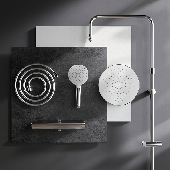Душевая система AM.PM Spirit 2.0 F0770A400 стойка с тропическим душем, термостатом, смесителем, хром-10