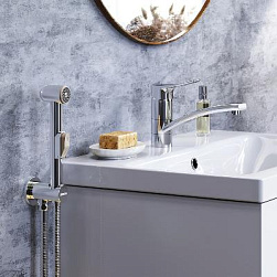 Смеситель для раковины (умывальника) Damixa Jupiter 770230001 с гигиеническим душем, поворотным изливом, хром