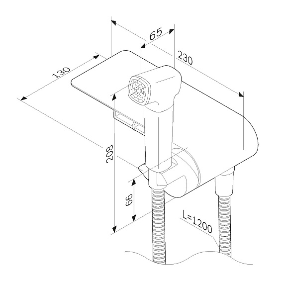 Гигиенический душ со смесителем AM.PM Func F0H8F922 черный встраиваемый, полка, шланг 1200, держатель туалетной бумаги-10