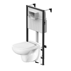 Унитаз подвесной безободковый с инсталляцией Damixa Willow DX15.IS30251.1700 сиденьем микролифт, хром механ. клавишей