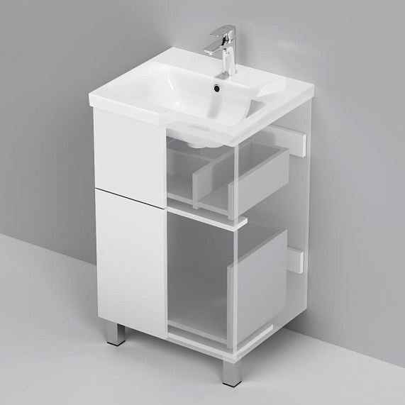 Тумба с раковиной 50 AM.PM Gem M90FSX0502WG напольная белый глянец-3