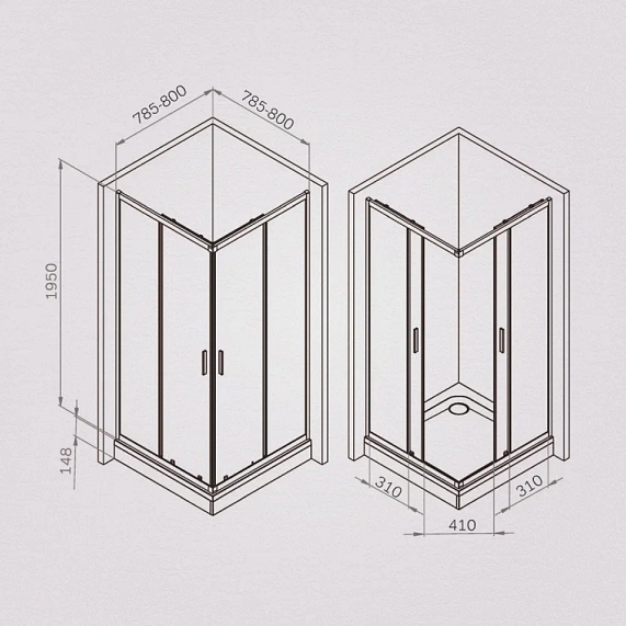 Душевое ограждение без поддона 80x80 AM.PM Gem W90G-403-8080-BT профиль черный матовый-6
