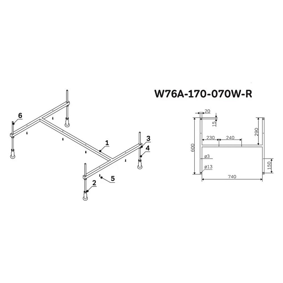 Ванна акриловая 170x70 AM.PM Sense W76A-170-070W-A белая глянцевая-8
