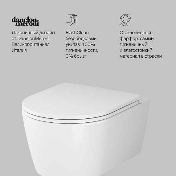 Унитаз подвесной AM.PM Func C8F1700SC безободковый с сиденьем микролифт, белый-7