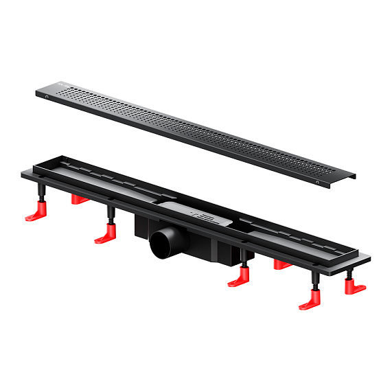 Душевой трап (лоток) 70 AM.PM PrimeFlow W02SC-P11-070-01BM комбинированный затвор с черной матовой решеткой-10