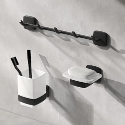 Набор аксессуаров AM.PM Gem черный (крючки, стакан, мыльница)