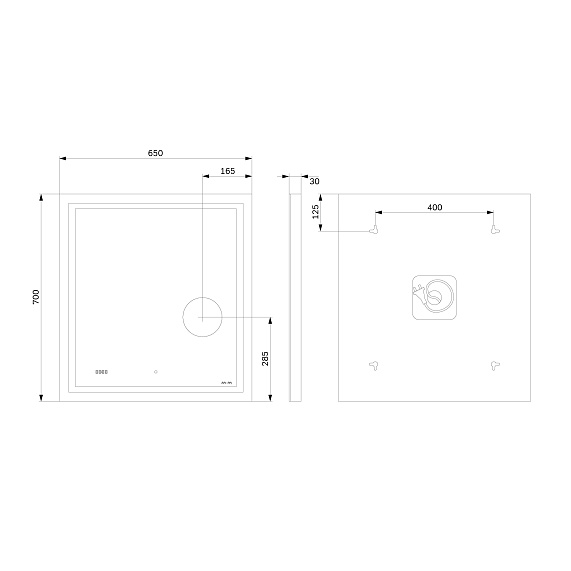Зеркало с подсветкой в ванную прямоугольное 65 AM.PM Gem M91AMOX0653WG сенсорное с часами и косметическим зеркалом-9