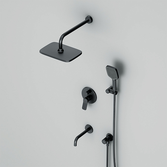 Встраиваемая душевая система AM.PM X-Joy FB85A3RH42 черный: тропический верхний душ, излив с душевой лейкой-6