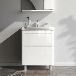 Тумба с раковиной и смесителем 65 AM.PM Like M80FSX0652WG напольная на ножках белый глянец